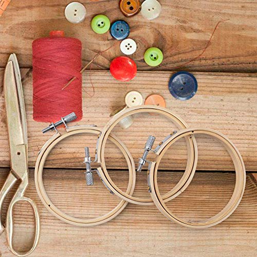 WOWOSS 12 Pieces 4 Inch Embroidery Hoops Set Adjustable Bamboo Circle Cross Stitch Hoop Ring for Embroidery and Cross Stitch Art Craft Handy Sewing