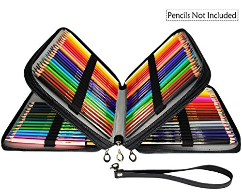 Miraclekoo 120 Slots PU Leather Pencil Holder Pencil Case Large Capacity Multi-layer Pencil Bag (BLACK)