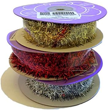 Tinsel Wire Bundle with 1 Red, 1 Silver, and 1 Gold Roll of Paper Mart Tinsel Wire (3 items)
