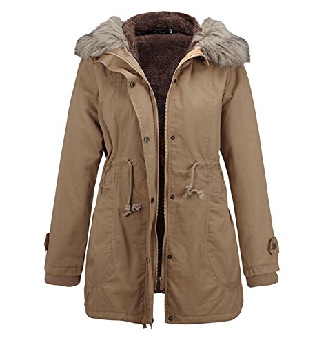 Qinol Womens Winter Thickened Fur Collar Parka Padded Hooded Coat Jacket Qinol Womens Winter Thickened Fur Collar Parka Padded Hooded Coat Jacket