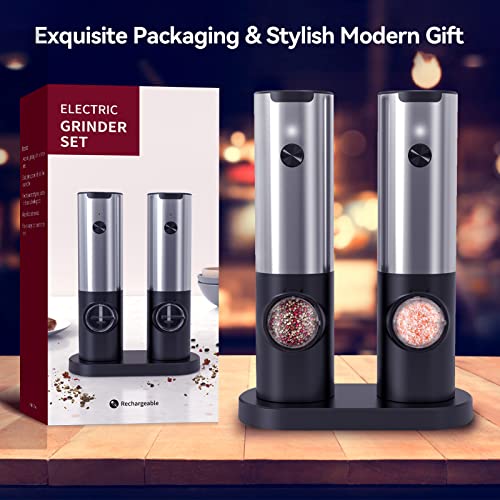 HOMCYTOP Electric Salt and Pepper Grinder Set W/USB Rechargeable Base