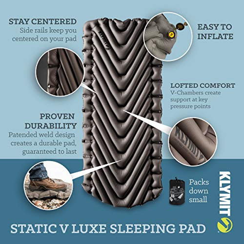KLYMIT STATIC V LUXE Sleeping Pad, Extra Wide (30 inches) Best Camping