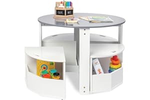 Milliard Kids Table and Chair Set- Activity Play Table for Toddlers-Round Nesting Design with 4 Storage Stools