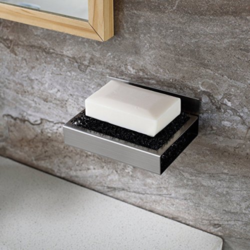 image for LuckIn  Self Adhesive Soap Dish Stainless steel Soap Holder Wall Mount