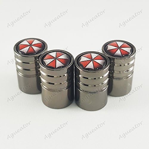 Aguetaor - Car Wheel Tyre Tire Air Valve Caps Stem Cover 14MM Umbrella Black Chrome