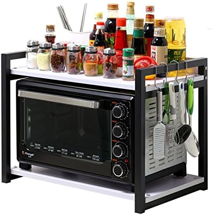 FLY Microwave Oven Rack, Wooden Kitchen Storage Rack, Home Pot Organizer, 2 Layers, 4 Colors (color : White, Size : 53x40x47cm)