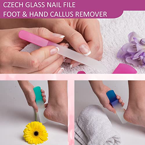 Glass Nail File with Velvet Case Glass Foot File Hand Callus Remover Czech Crystal Nail