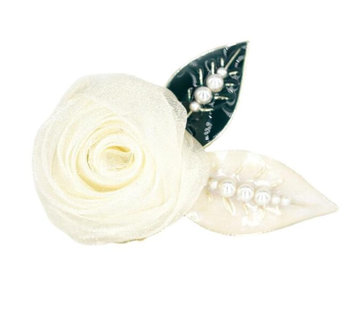 yangzerang White Rose Hair Clip Flower Hair Clip Camellia Hair Barrette Clip Retro Flower Fairy Temperament Hair Ornaments Hairclips Girl Women Hair Accessories Party Wedding