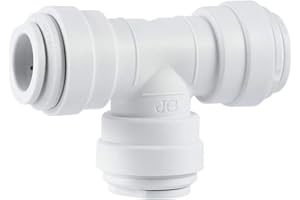 John Guest Speedfit 1/4 Inch Union Tee Connector, Push to Connect Plastic Plumbing Fitting, PP0208WP