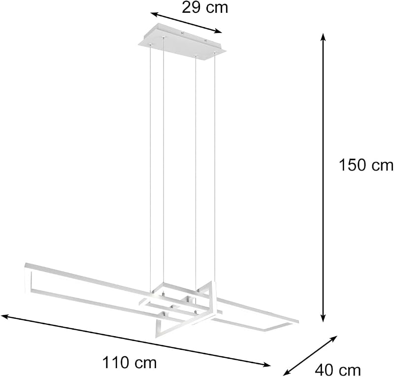 TRIO, Sospensione, Salinas incl. 1 x LED,SMD,34,0 Watt,4000K,4400 Lm. Finitura: Metallo, bianco opaco L:110,0cm, L:40,0cm, A:150,0cm Dimmerabile tramite interrutto,IP20,4000K,