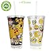 Unique Insulated Emoji Tumblers with Lids and Straws (Set of 2) - Modified Flexible Straws and Firm Straws (Set of 4) - Double Wall Mugs - BPA Free Plastic Cups for Kids - 16 OZ 