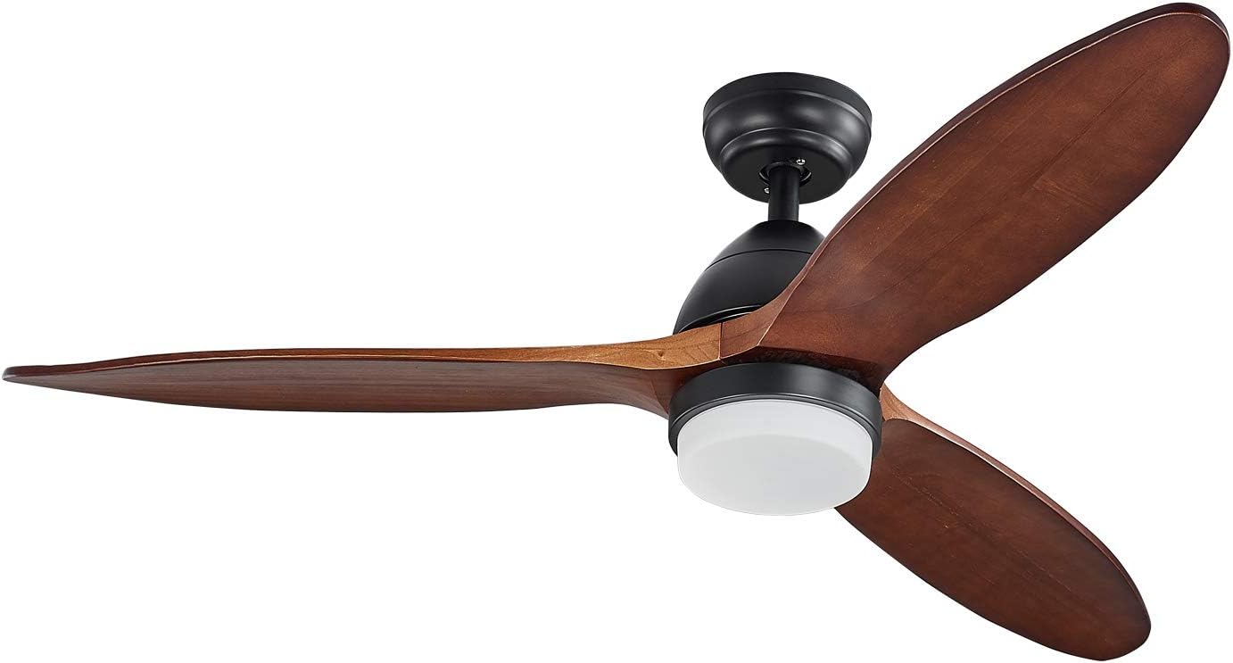 Lampsmore Indoor Ceiling Fan 42 inch 3 Solid Wood Blades With Remote Control 12W LED Ceiling Fan