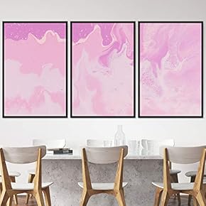 signwin 3 Piece Framed Canvas Wall Art Pink...