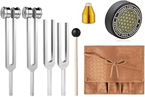 Gorilley Unweighted& Weighted Tuning Forks Set for Chakra/Sound Yoga- for Healing(528Hz, 432Hz, 136.1Hz, 128Hz)