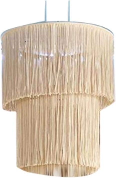 Funihut Macrame Edged Lampshade, Handmade Bohemian Shade, Boho Chic Decor Art Hanging Lantern Lighting Cover for Indoor Patio Garden, National Style Décor