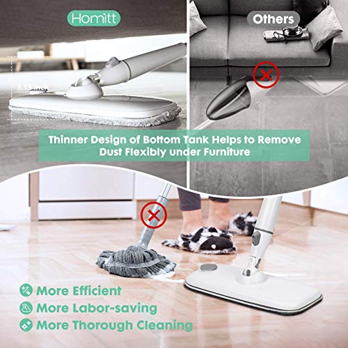 Homitt Upgraded Spray Mop for Hardwood Floor Cleaning, 360 Degree Rotation Dry and Wet Mop with 350 ml Water Tank for Cleaning Floor and Tile, 3 Washable and Reusable Microfiber Floor Mop Pads