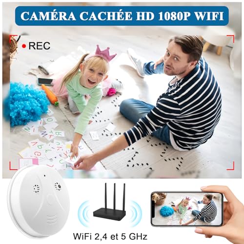Nisanmoon WiFi 2.4 and 5G Hidden Camera, WiFi Spy Camera Smoke Detector, Mini Spy Camera HD 1080P Hidden Spy Camera with Night Vision and Motion Detection for Home Security