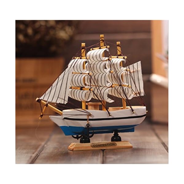 Evilandat Holz Segelboot Modell, 16CM Segelschiff Dekoration Modell Mediterraner Stil, für Geschenke und Schreibtisch… – Bild 5