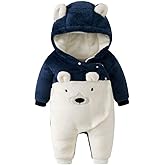 Fairy Baby Newborn Baby Snowsuit Bear Suit Romper Winter Warm Coat Infant Fleece Footie Jumpsuit for Girls Boys 0-18M