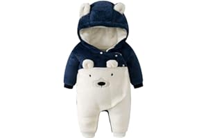Fairy Baby Newborn Baby Snowsuit Bear Onesie Romper Winter Warm Coat Infant Fleece Footie Jumpsuit for Girls Boys 0-18M