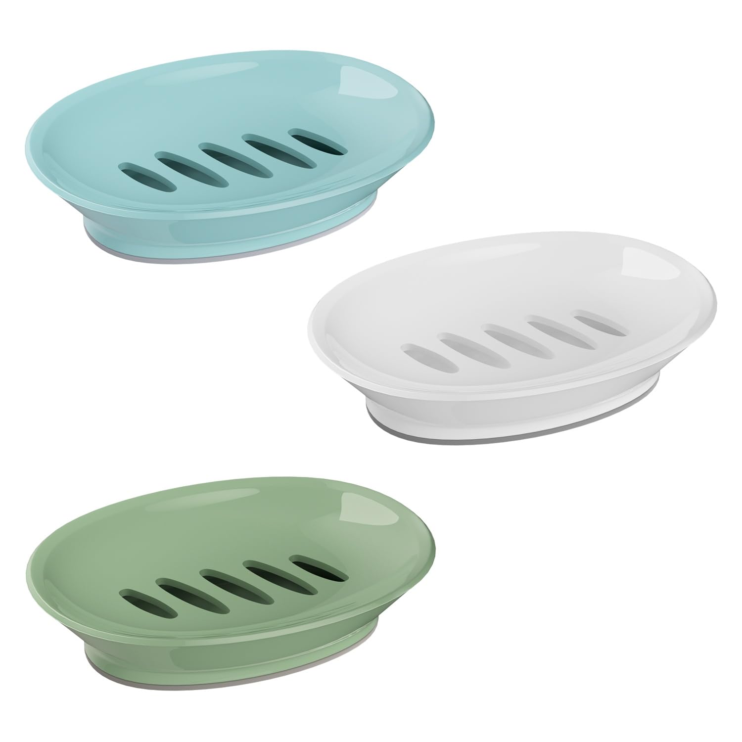 3-Pack Soap Dish with Drain Soap Holder, Soap Saver Easy Cleaning, Stop Mushy Soap Tray for Shower Bathroom Kitchen