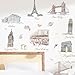 Kappier Travel Around The World - Famous Landmarks Removable Wall Decor Decal Sticker