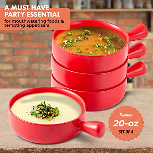 Soup Bowls 20 Ounce Set Of 4 Porcelain Matte Glaze Bowl with Handle