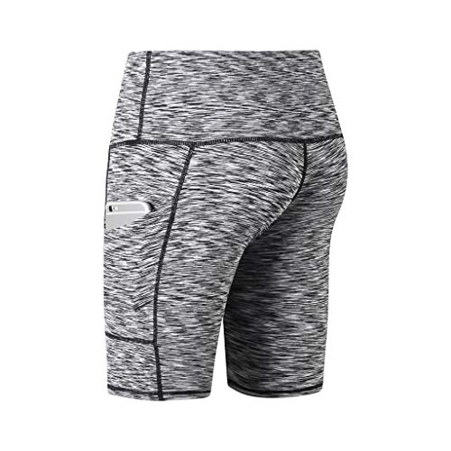 TOTOD Yoga Pants Women's High Waist Shorts Abdomen Control Training Running Leisure Elastic Capris with Pockets Beige
