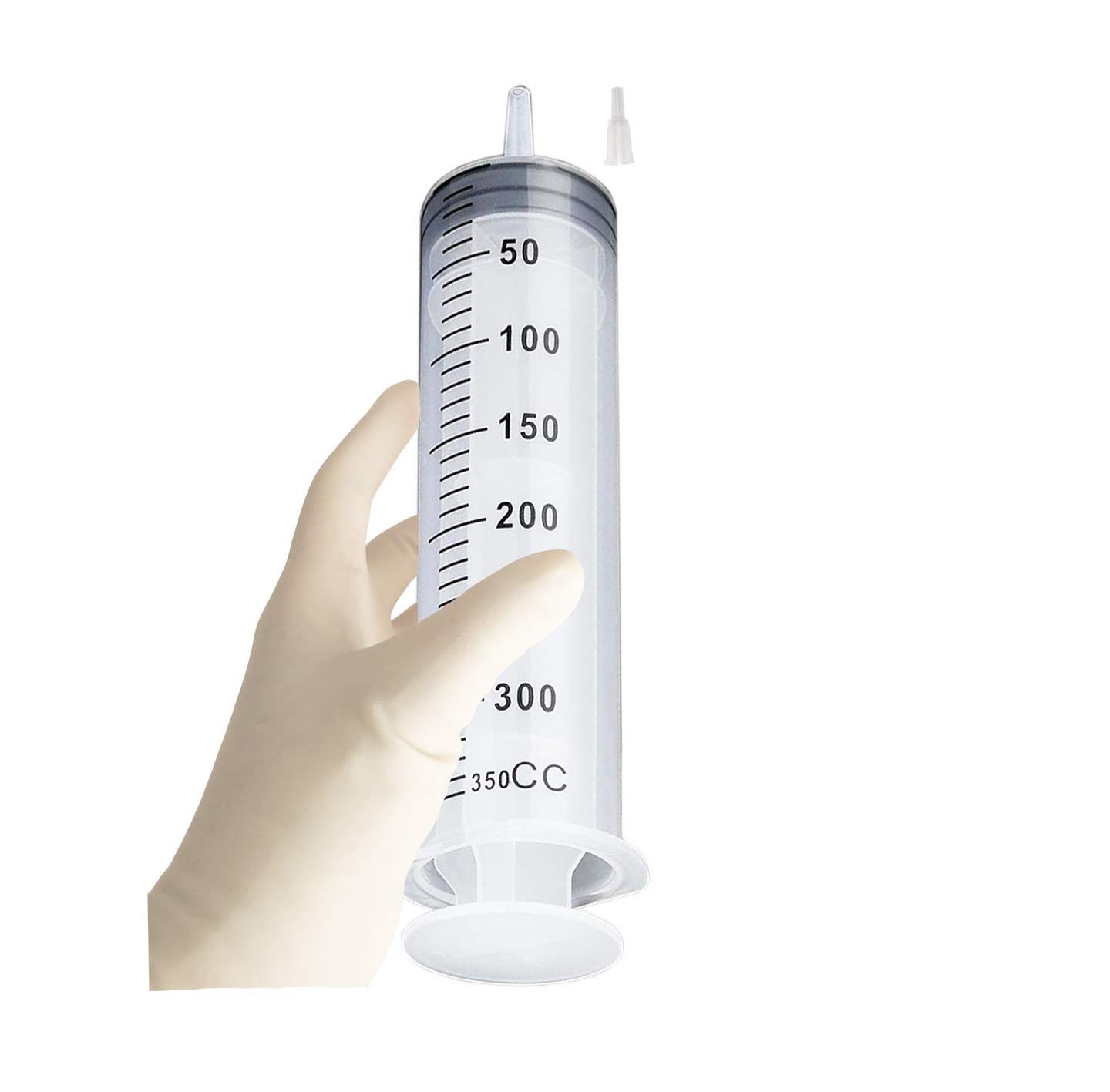 QuietN 350ml Syringe with Adapter, Plastic Large Syringe Without Needle