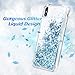 Maxdara Case for iPhone Xs Max Glitter Case 6.5 inches [Tempered Glass Screen Protector] Floating Liquid Luxury Sparkle Bling Shockproof Protective Pretty Fashion Cute Girls Women XS Max Case (Blue)