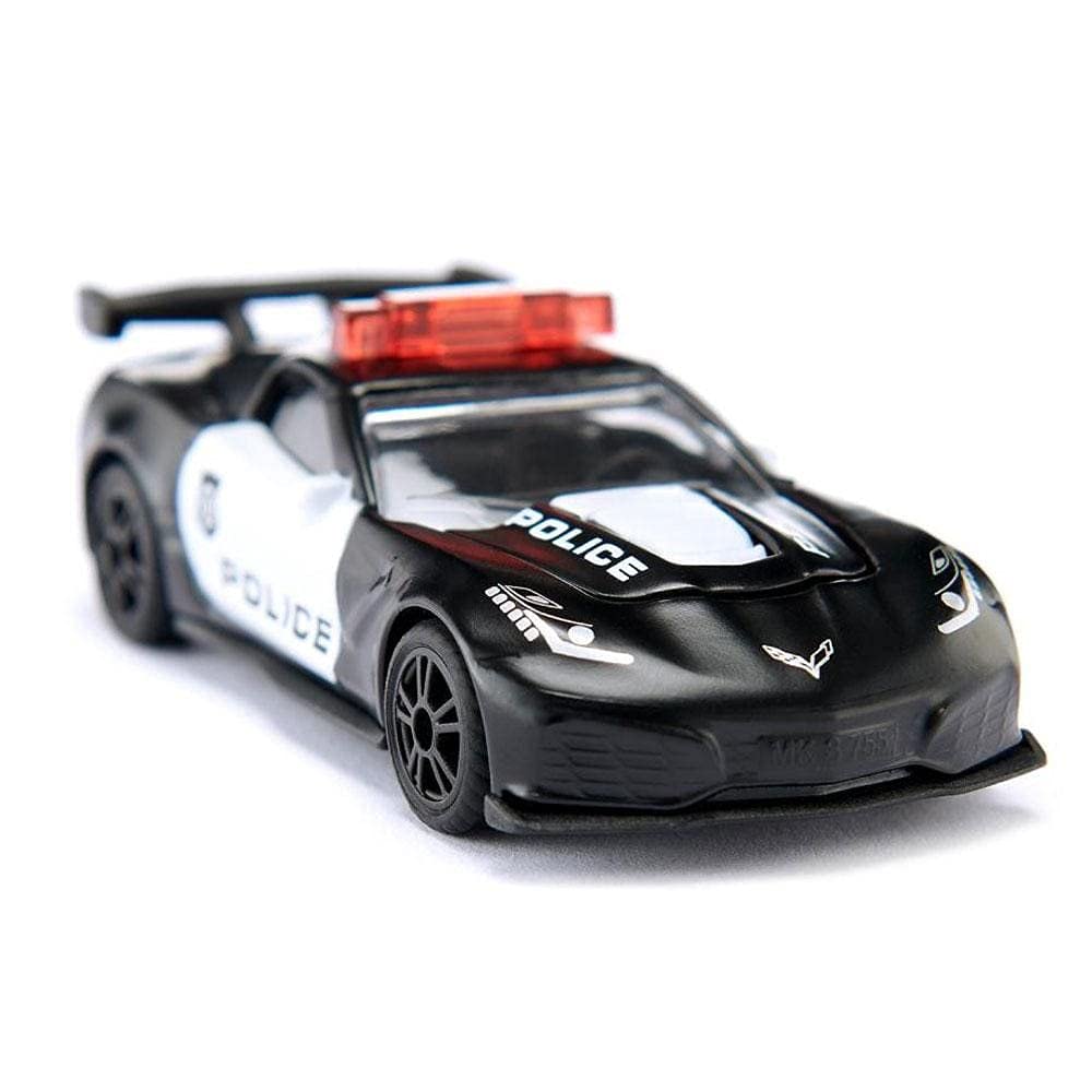 siku 1545, Chevrolet Corvette ZR1 Police Car, Metal,Plastic, Black,White, Opening bonnet, USA police design