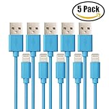 [5-Pack] Rattan 3 Feet / 1 Meters 8 Pin Lightning to USB Cable for iPhone iPad iPod (Purple)