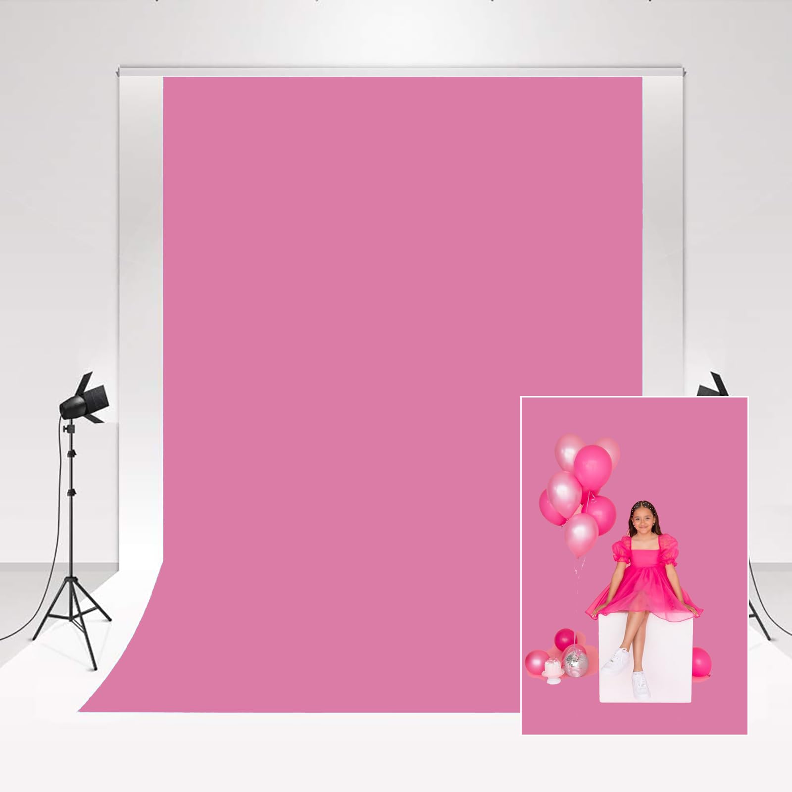 Kate Pink Backdrop 1.5x2.2m Microfiber Photo Background for Photoshoot Newborn Portrait Photo Studio Background High Saturation Fluorescence Color Wedding Photography Photo Booth