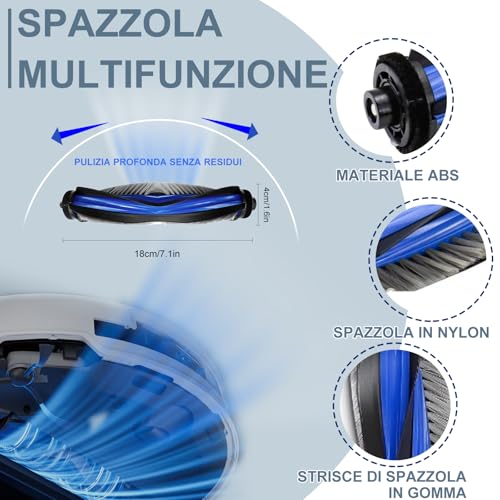 Homruich di Accessori da 21 Pezzi per Ecovacs Deboot T50 Pro Omni/T50 Omni Aspiratore Pezzo di Ricambio, 1 Spazzola Principale, 4 Filtri, 4 Asciugamani, 6 Sacchetti di Polvere, 6 Spazzole Laterali