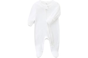 Hikido Baby Romper 100% Cotton Pajamas One Piece Long Sleeve Zipper Footie Onesie for 0~12M Baby