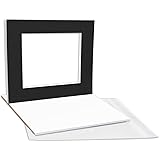 Pack of 10 16x20 Black Picture Mats Mattes with White Core Bevel Cut for 11x14 Photo + Backing + Bags