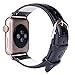 JSGJMY Apple Watch Band 38mm Leather Replacement Strap for iWatch Series 2 Series 1 Edition Sport(38mm Black+gold Buckle)