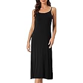 cheibear Womens Spaghetti Strap Nightgown Full Slip Dress Cami Midi Under Dress Plus Size