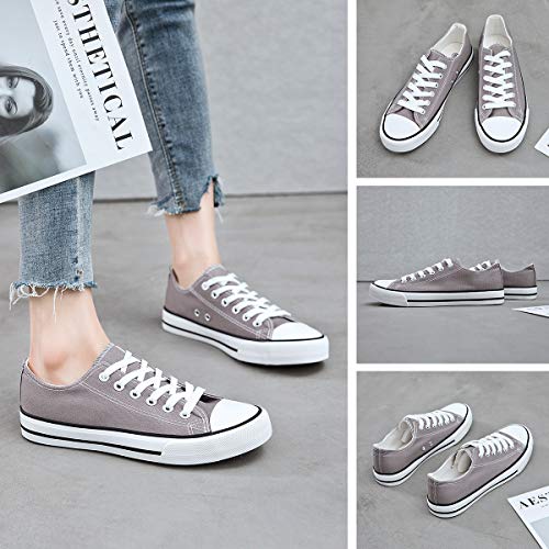Adokoo Womens Canvas Shoes Casual Cute Sneakers Low Cut Lace up Fashion