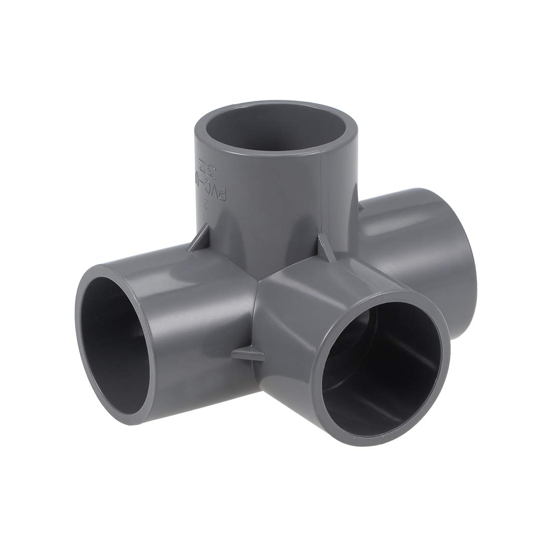 sourcing map 4-Way Elbow PVC Pipe Fitting Furniture Grade 32mm Size Tee Corner Fittings Gray 2Pcs