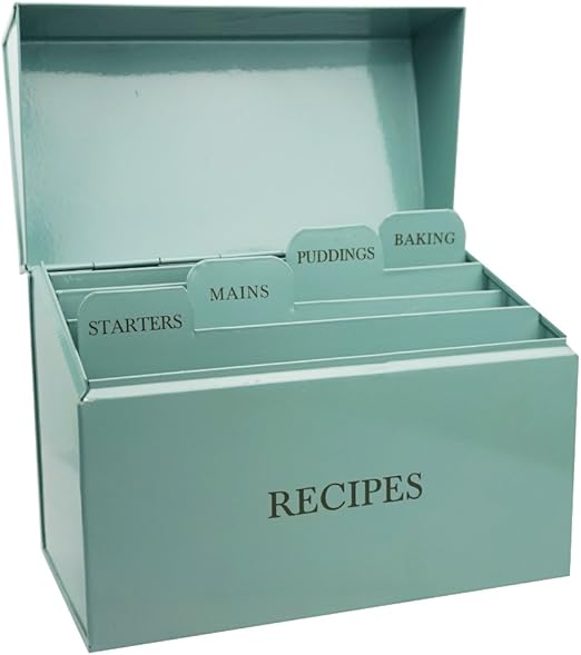 Garden Trading diseño de espiga azul caja de lata para guardar recetas: Amazon.es: Hogar