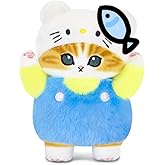 CNAANA Cute Cat Plush Keychain – Soft Plush Pendant, Great Gift for Boys and Girls (White, Sitting)