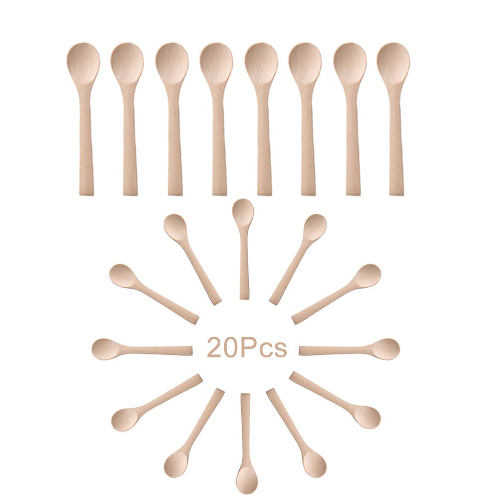 Handmade Wooden Spoon,20 Pieces Mini Wooden Spoons,Small Wood Children Spoons,13cm Small Wooden Serving Spoons, for Ice-Cream, Honey, Coffee, Tea, Condiments, Drug