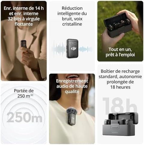 Mic 2 (2 TX + 1 RX + Boîtier de Recharge), Micro sans Fil Tout-en-Un