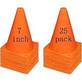 YOQXHY Soccer Cones 7 Inch 25 Pack | Agility Training Sports Cone Plastic with Carry Bag for Soccer Football Basketball Drills Field Markers