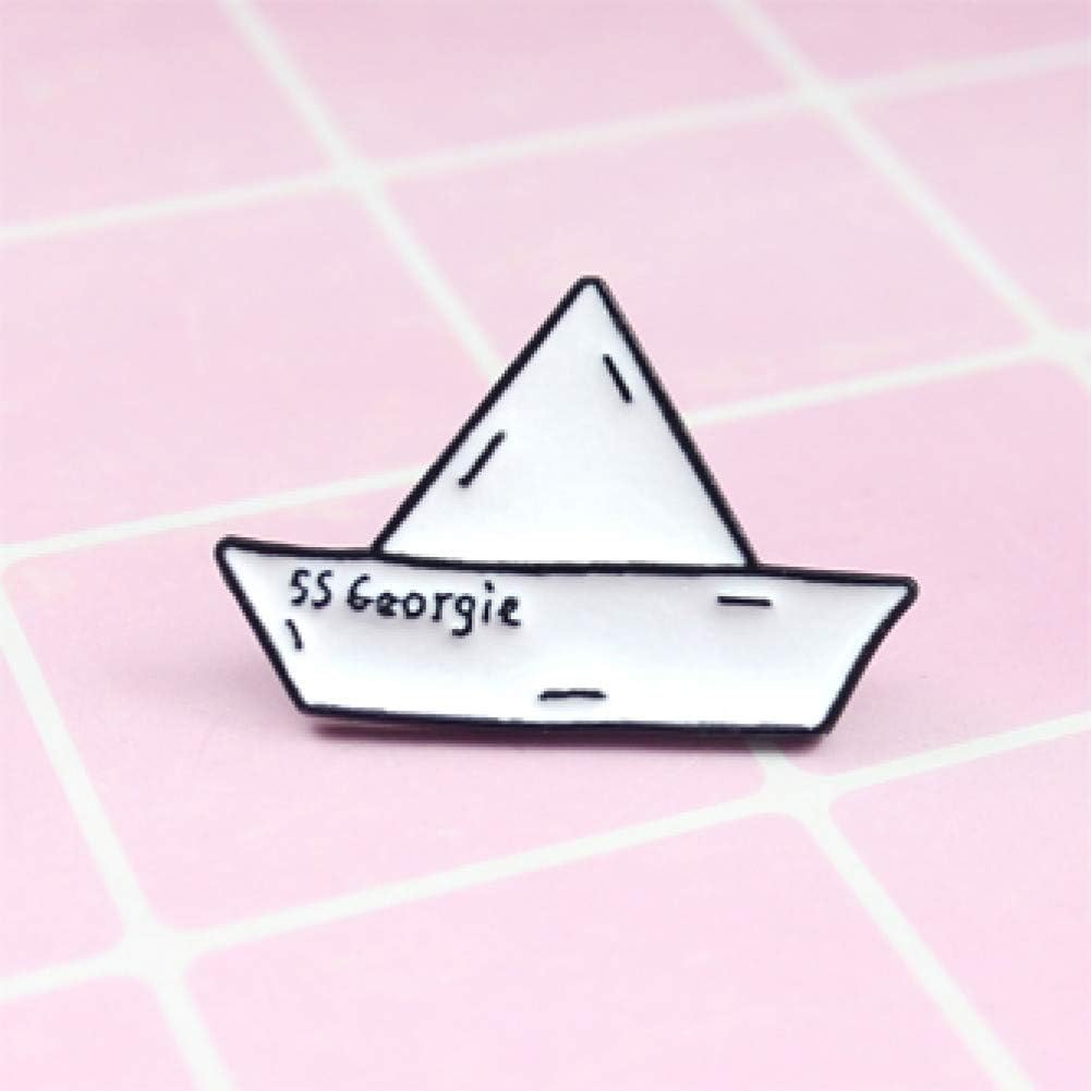 JTXZD brooch Paper Boat Brooch SS GEORGIE Stephen King's IT Enamel Cartoon Pin Sweater Shirt Badge Fan Collection Child Origami s