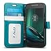 Moto G4 Play Case, J&D [Wallet Stand] [Slim Fit] Heavy Duty Protective Shock Resistant Wallet Case for Moto G4 Play - Aqua