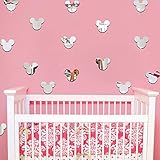20PCS Of Mirror Wall Stickers Cute Mickey Mouse Crystal Mirror Stickers Acrylic 3D Decorative Stickers For Kids Room Nursery Deco (Silver)