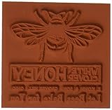 Deep Red Stamps Honey Bee Vintage Label Rubber Stamp