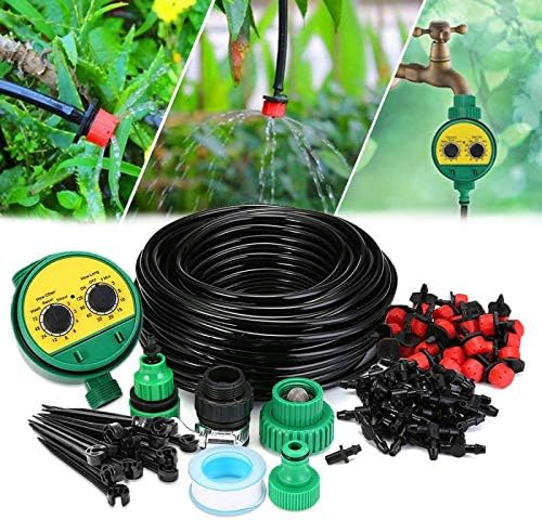 King do Way Drip Irrigation Kit Sprinklers System for Garden Included 20Meter Irrigation Tubing Hose Timer Drippers and Various Watering Drip Kits